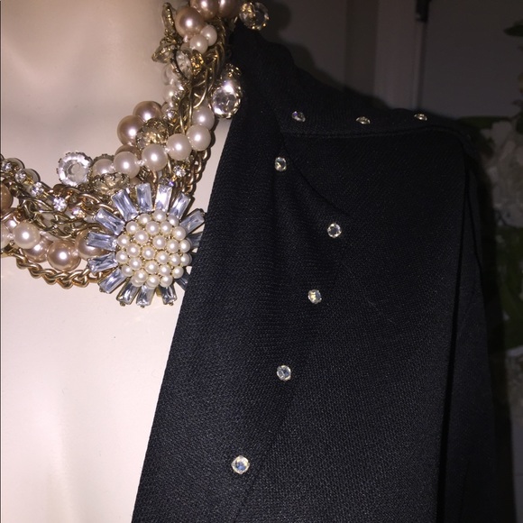 Vintage hand made black long dress rhinestones - Picture 6 of 8