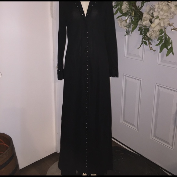 Vintage hand made black long dress rhinestones - Picture 7 of 8