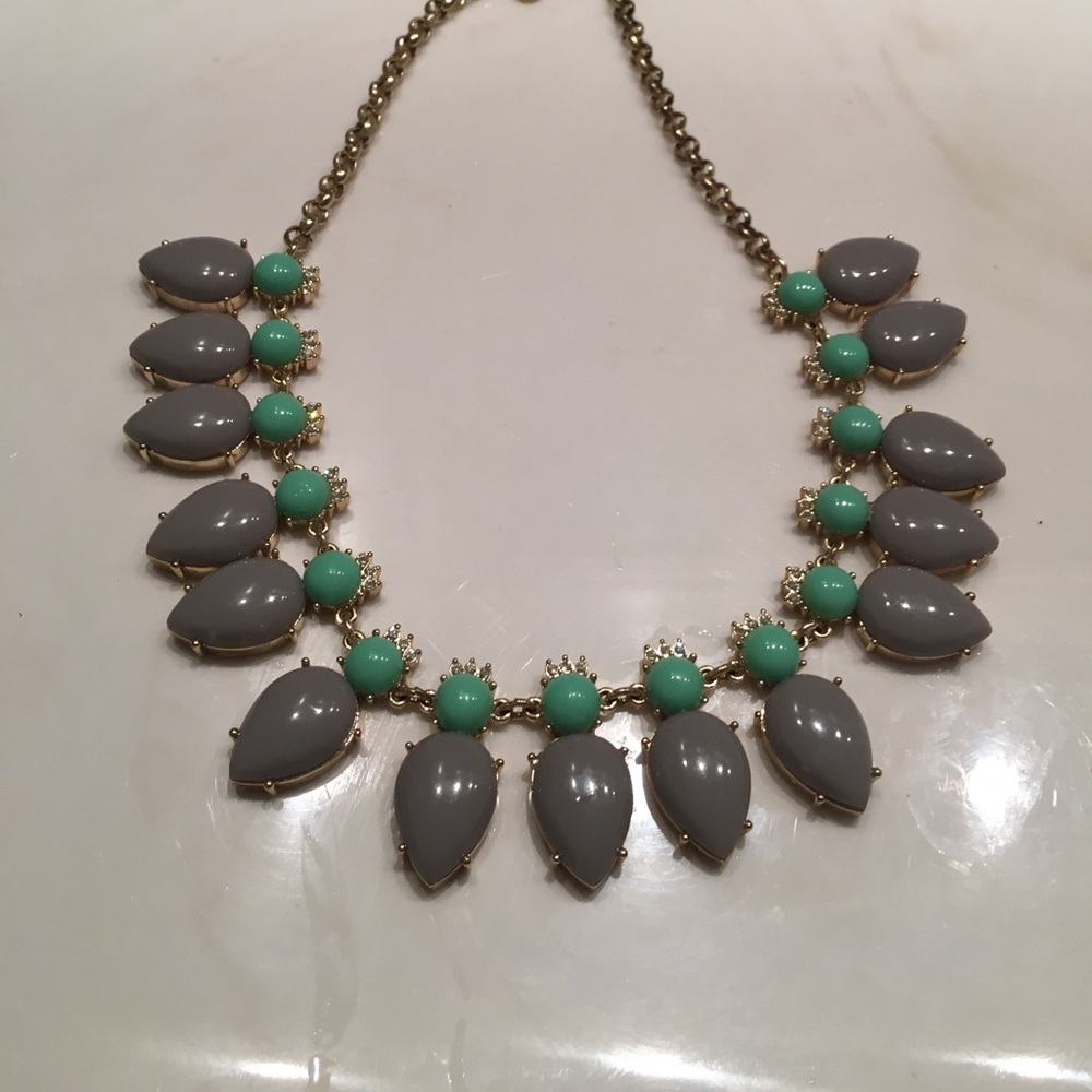 JCREW grey and teal Enamel necklace