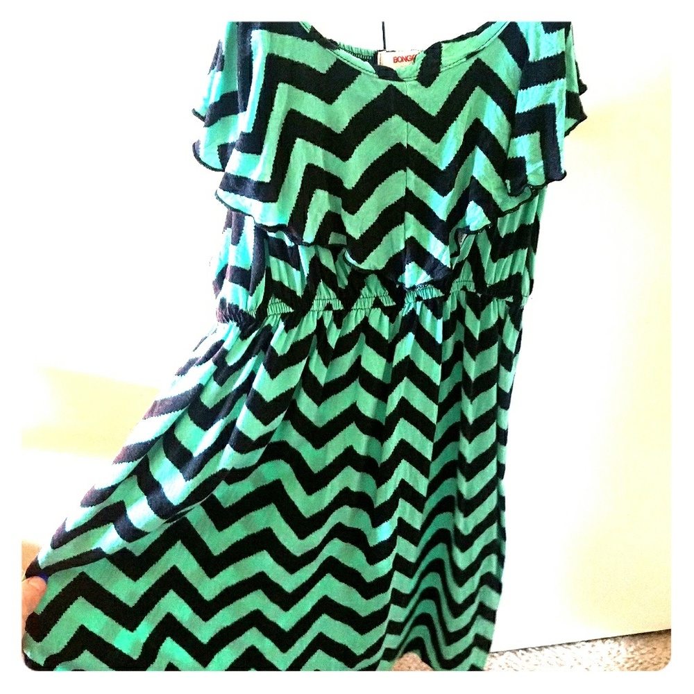 Green and black striped summer dress.short & cute