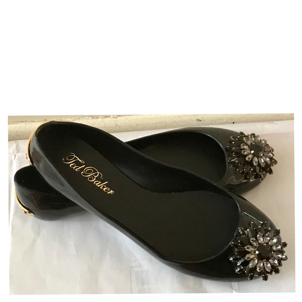 Ted Bakers Anislee Brooch Toe PVC Ballet Flat