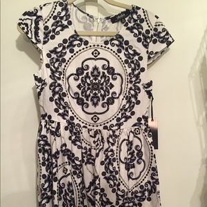 Lulu's Blue and White Fit Flare Dress