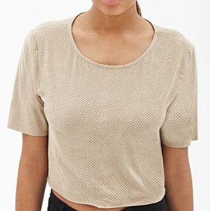 Forever21 Camel Perforated Crop Top