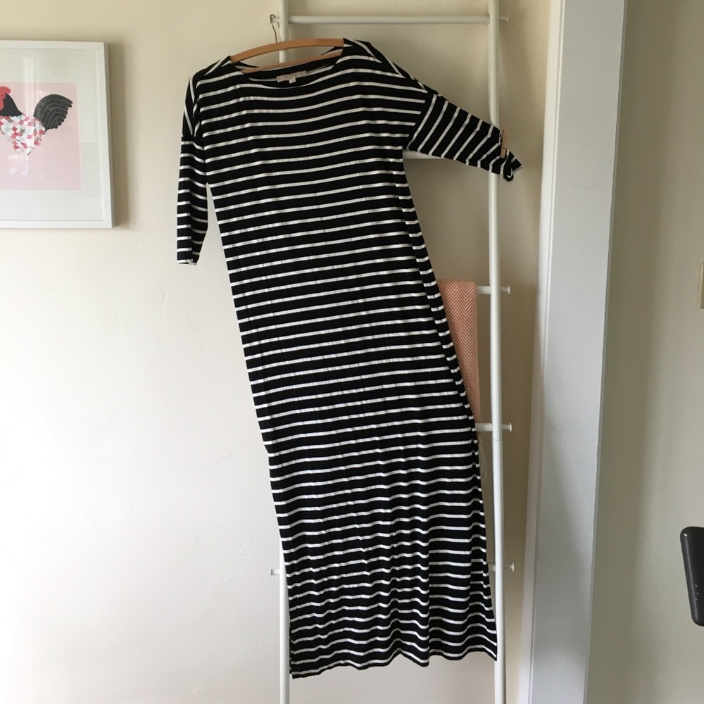 Elbow sleeve striped LOFT maxi dress
