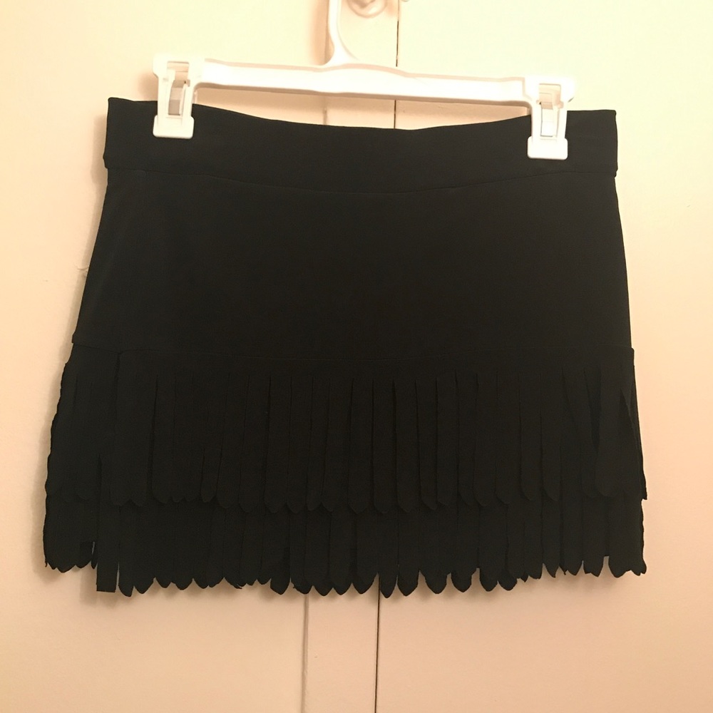 BOHO BLACK FRINGE MINI SKIRT size M