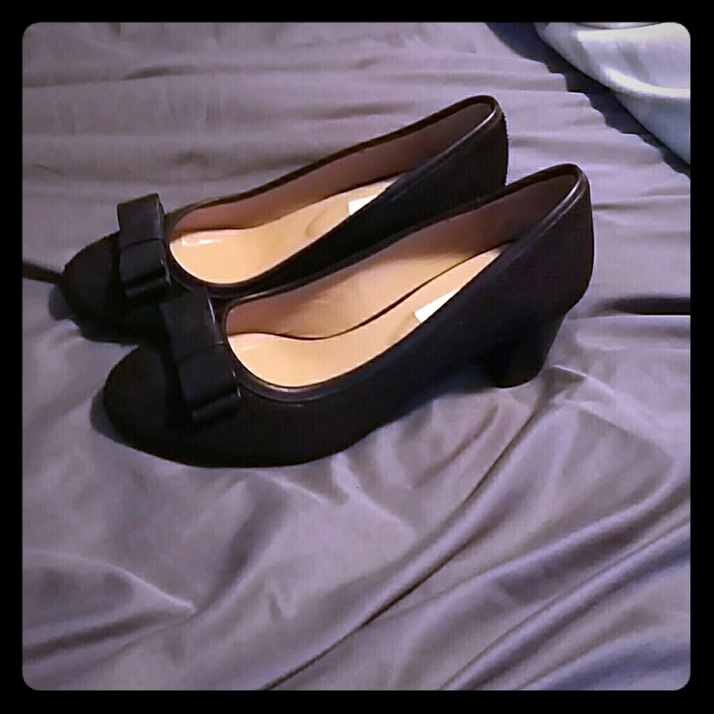 Inci leather low block heel bow shoes