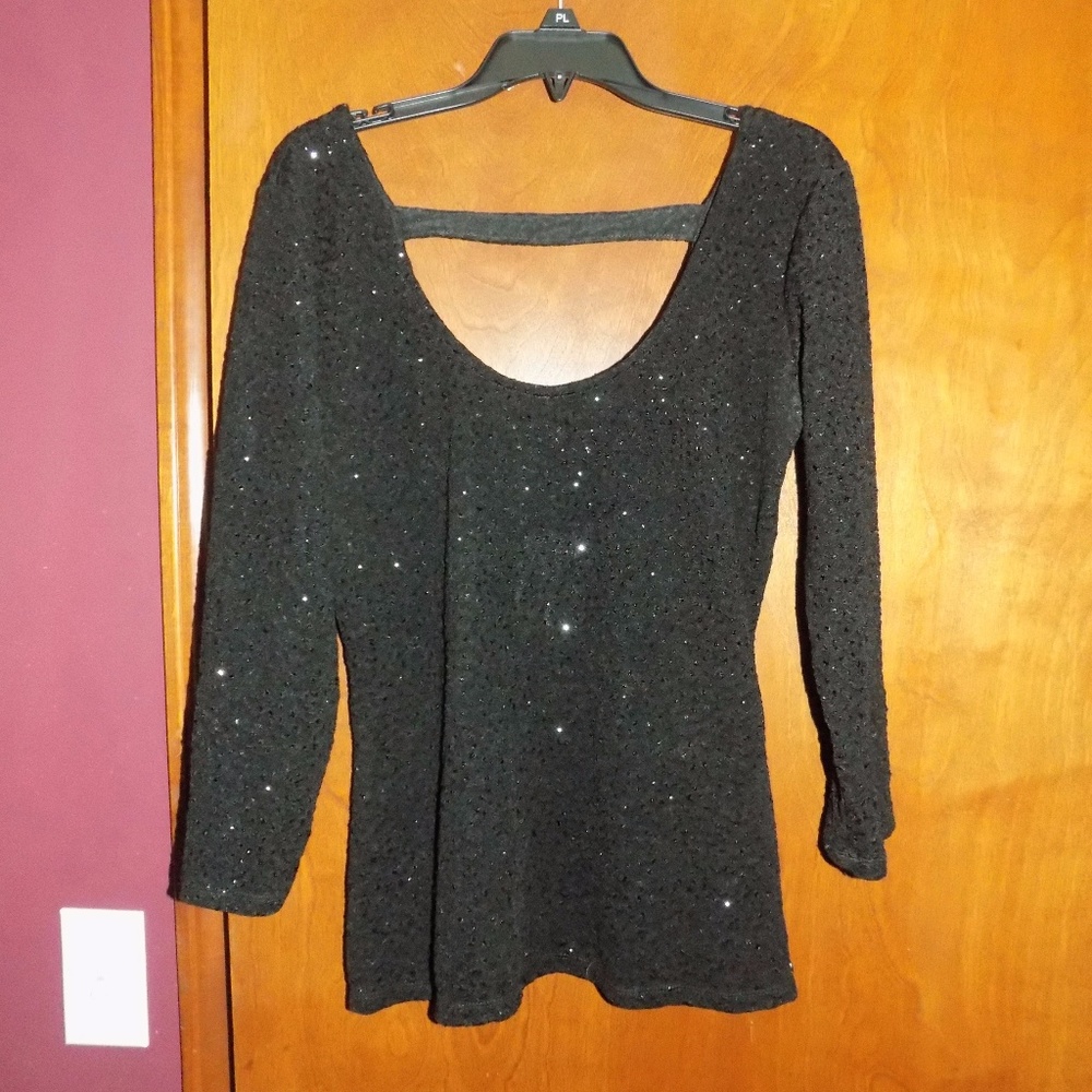 Guess Black Long Sleeve Sparkly Shirt