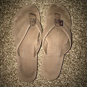 Brown Rainbow Flip Flops