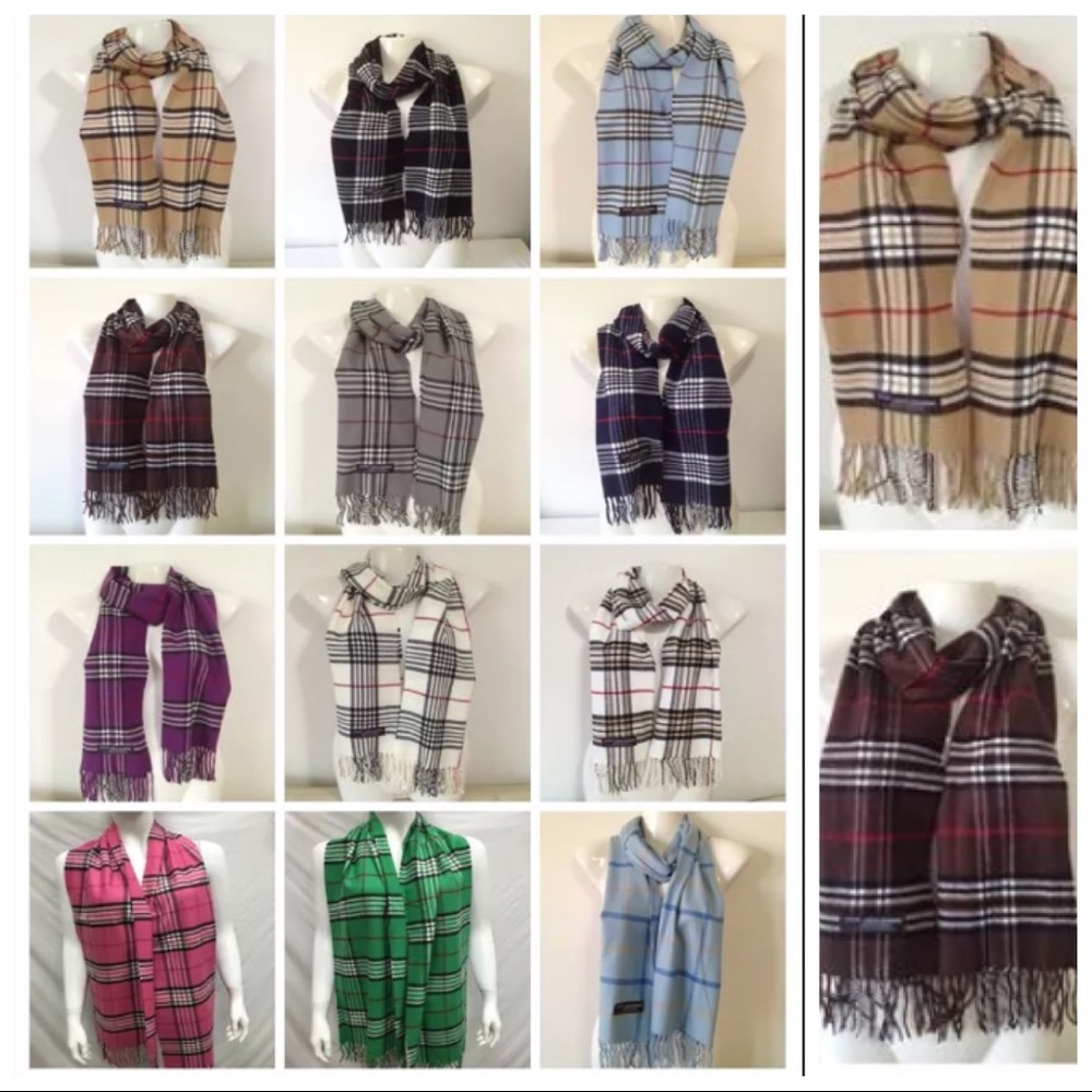Cozy & Classy 100% Cashmere plaid scarves! Unisex!