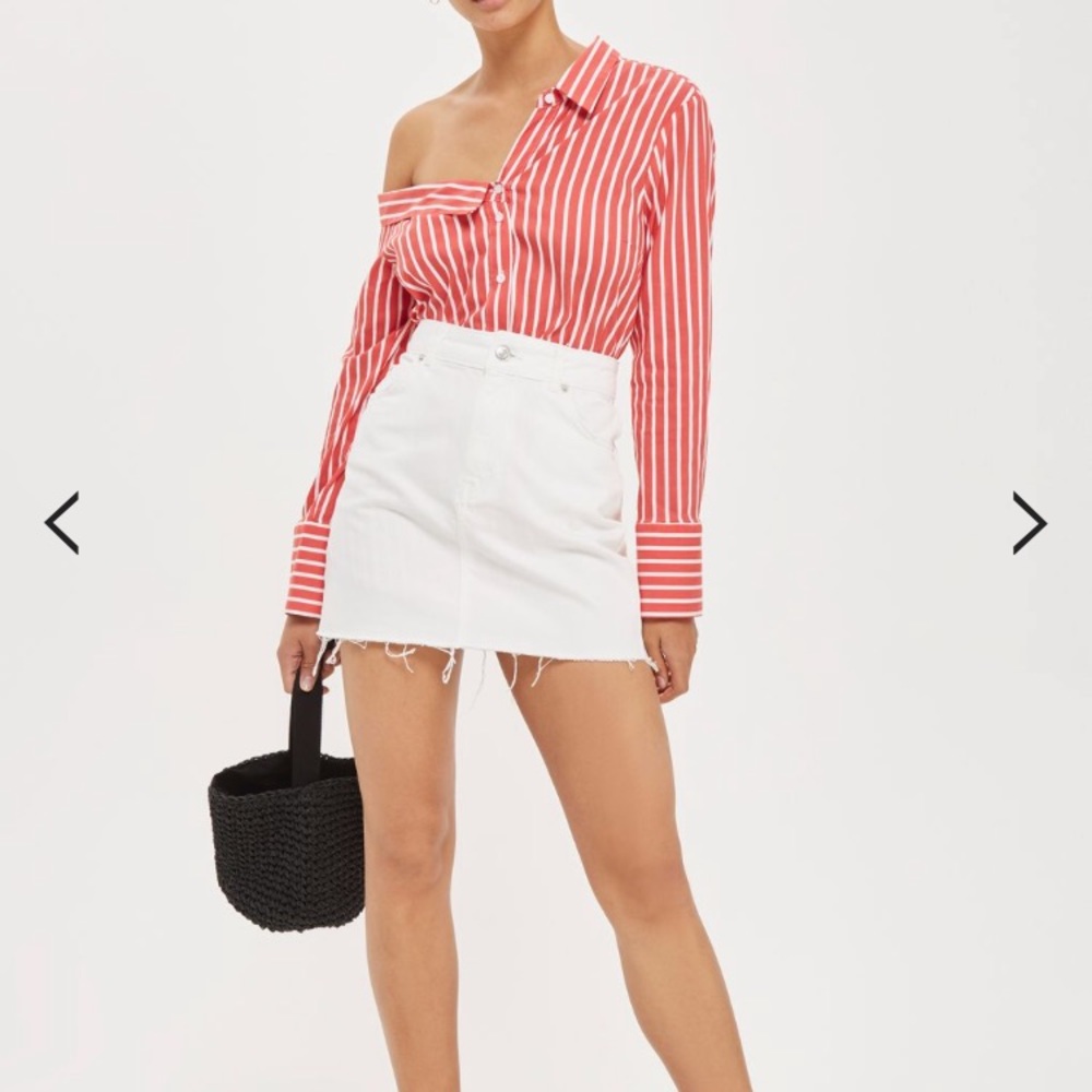 Topshop White Moto Denim Skirt