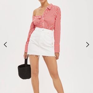 Topshop White Moto Denim Skirt