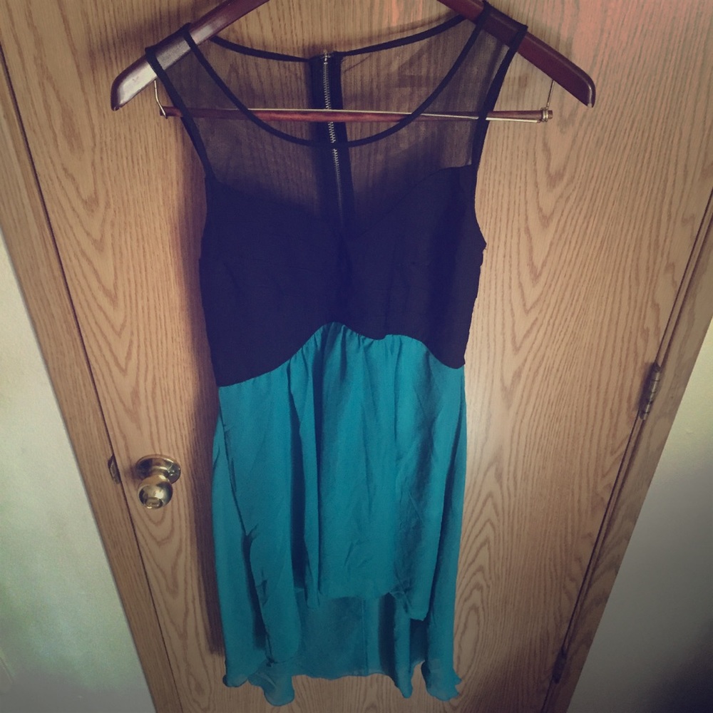 High low dress with mesh top.