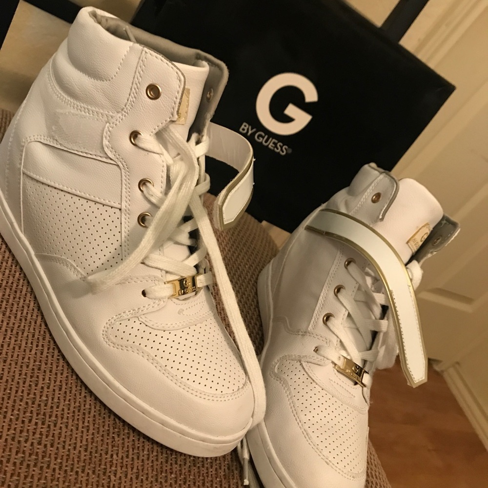 Guess White gold sneaker heels