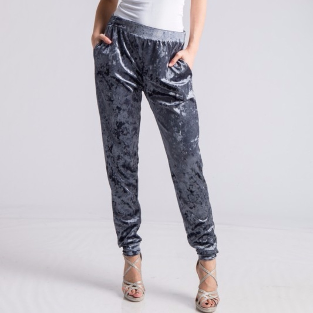 Premium Crushed Velvet Joggers - Picture 2 of 7