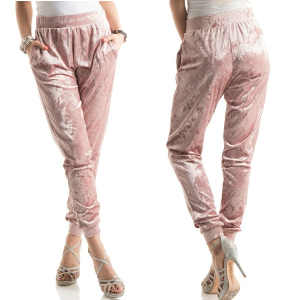 Premium Crushed Velvet Joggers - Picture 7 of 7