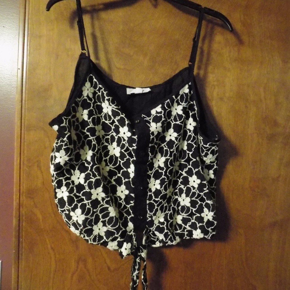 Black and cream floral crop top