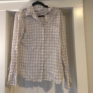 J. Crew Light Grey Summer Gingham Button Down