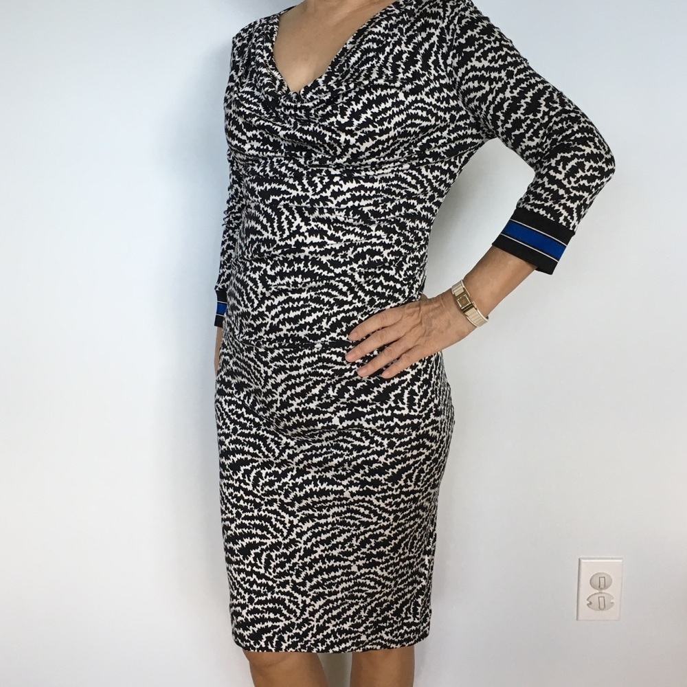 Tory Burch Black and White Scribbles Dress