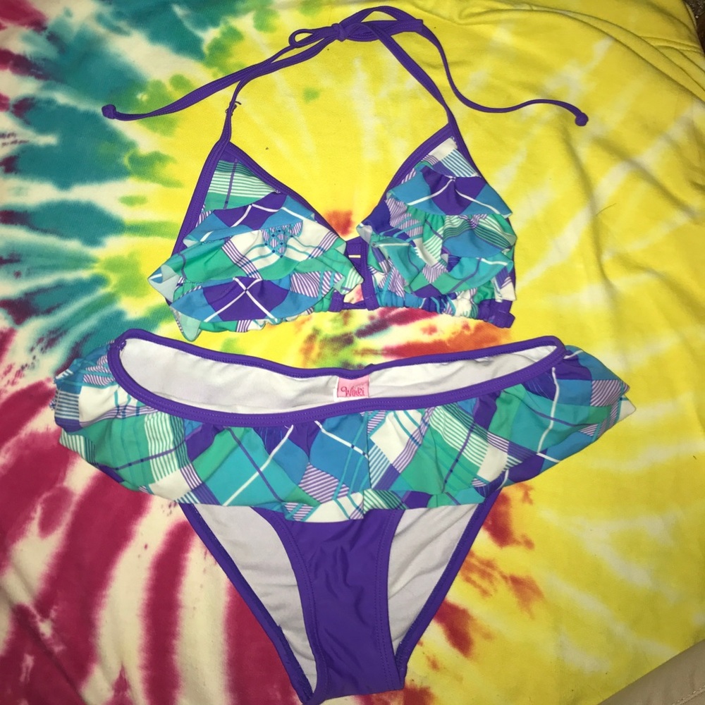 Winki ruffle plaid bikini
