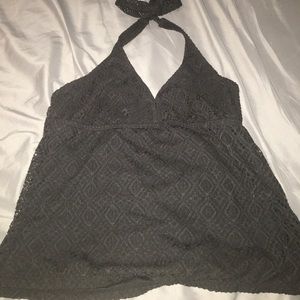 A black crocheted tankini. Worn once.