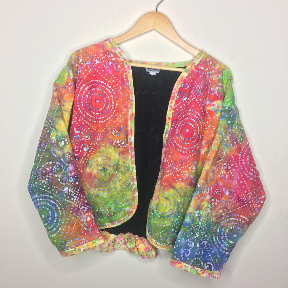 Vintage Oversized Tie-Dye Ruffle Jacket