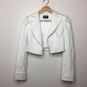 Nasty Gal White Cropped Ribbed Blazer