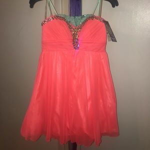 Coral prom strapless dress