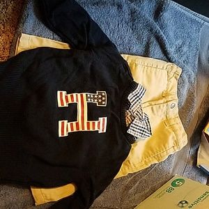 12 mth old hilfiger long sleeve 3 piece outfit
