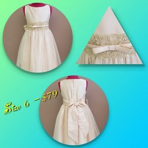 Champagne Satin with Metallic Lace Dress