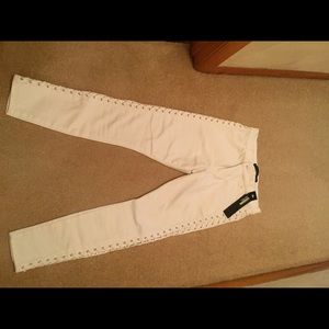 Express White Lace Up Skinny Jeans