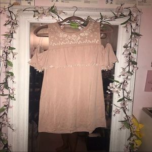 Francesca's pink cold shoulder dress