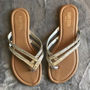 David's Bridal White Studded Flip Flop