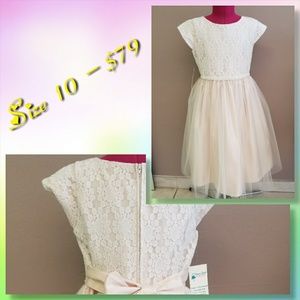 Champagne Sequin Embroidered Lace with Tulle Dress