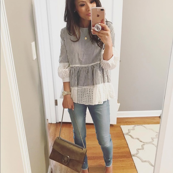 Tops - Eyelet Stripe Top