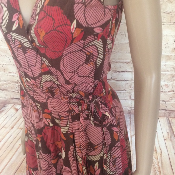 • H&M • Floral Rose Print Wrap Dress Size 4 Small - Picture 4 of 7