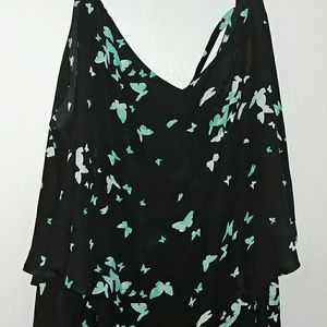 Torrid Plus Size 3 flowy black tank top with blue