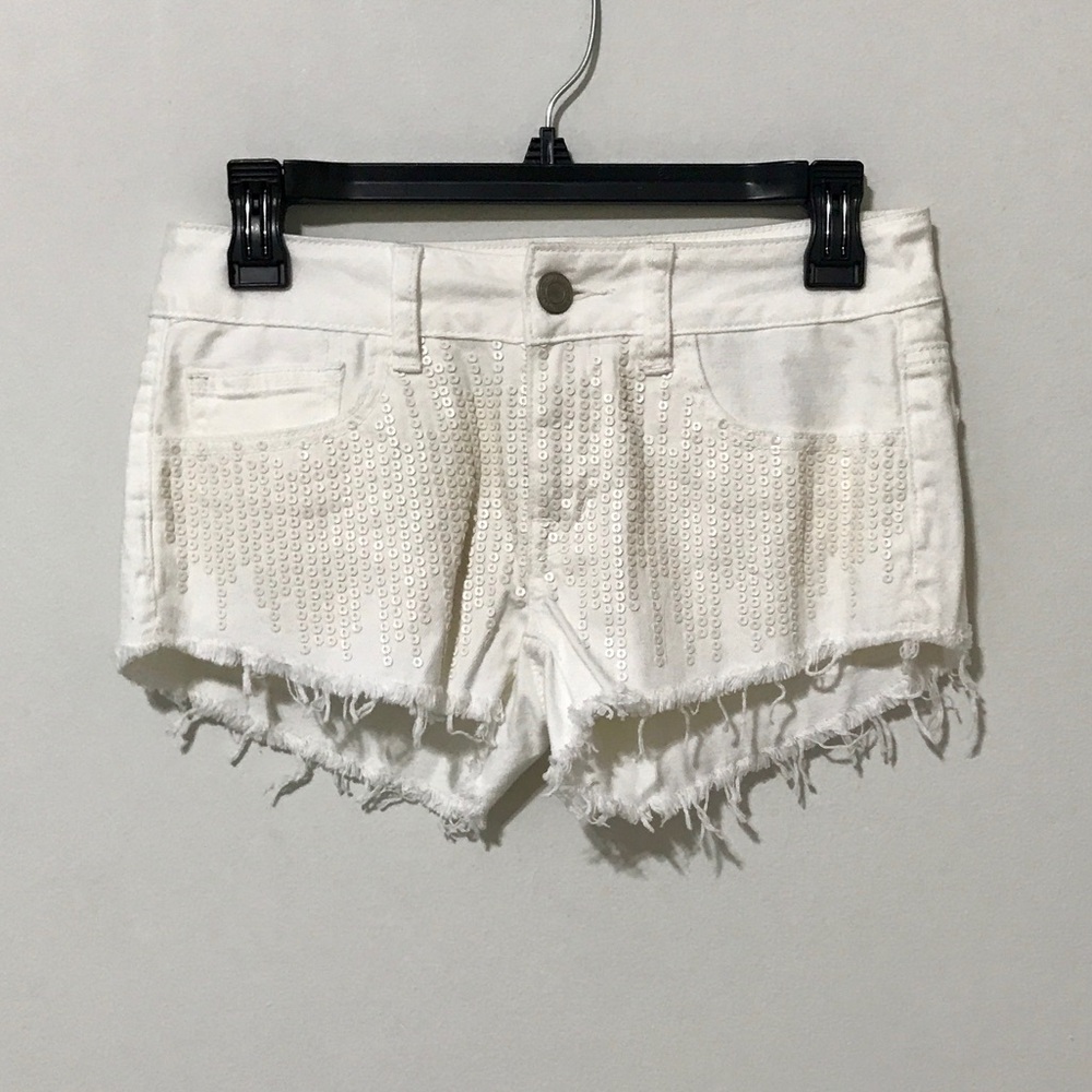 American Eagle White Sequin Shorts