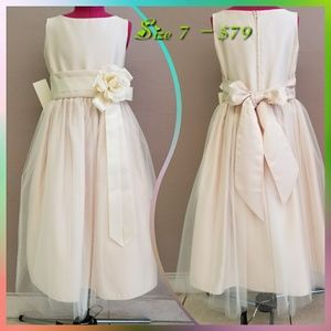 Champagne Vintage Satin & Tulle Dress