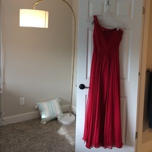 Red one shouldered dress