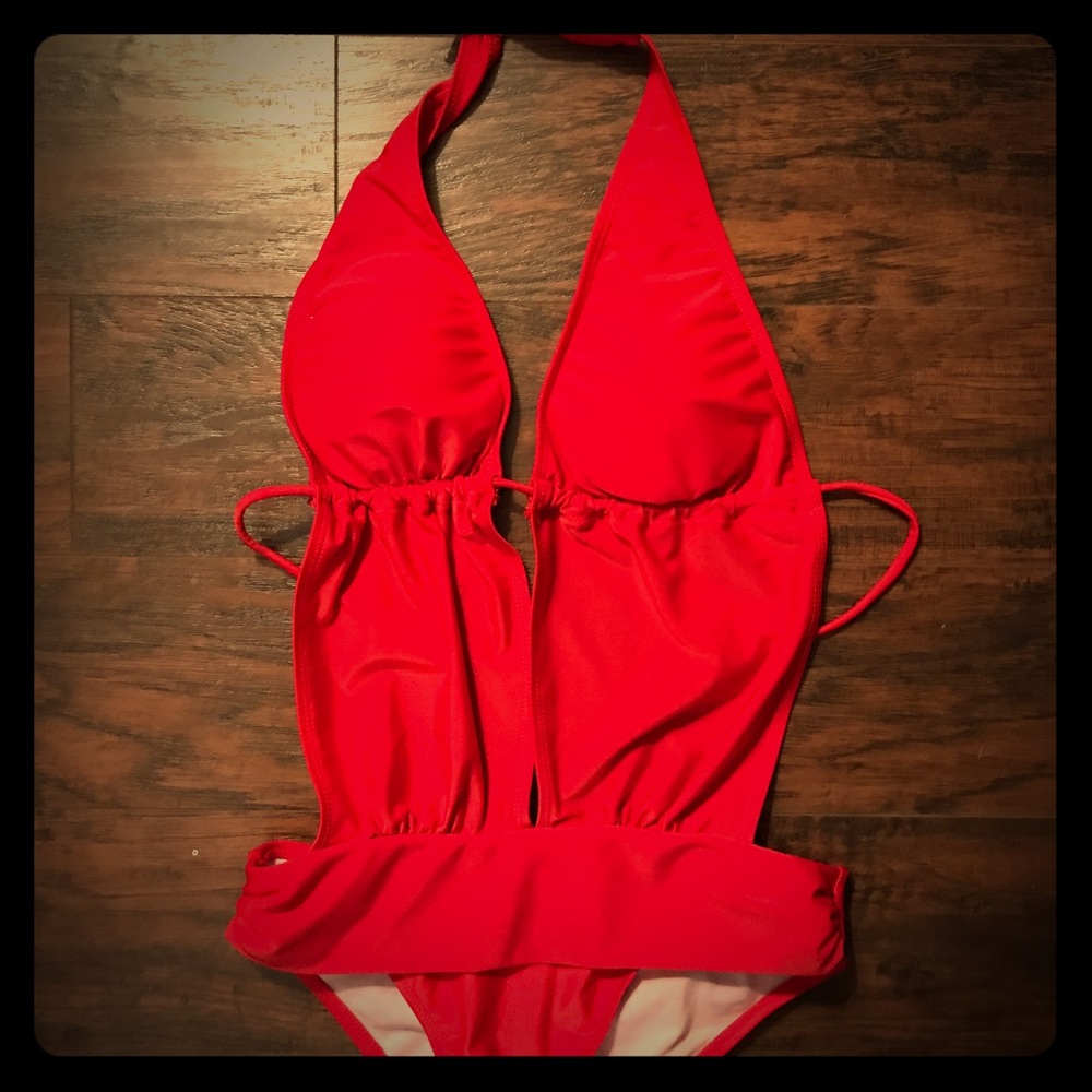 Red one piece swimsuit