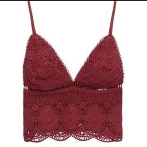 Kendall & Kylie maroon crochet crop top
