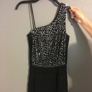 Black and silver prom dress