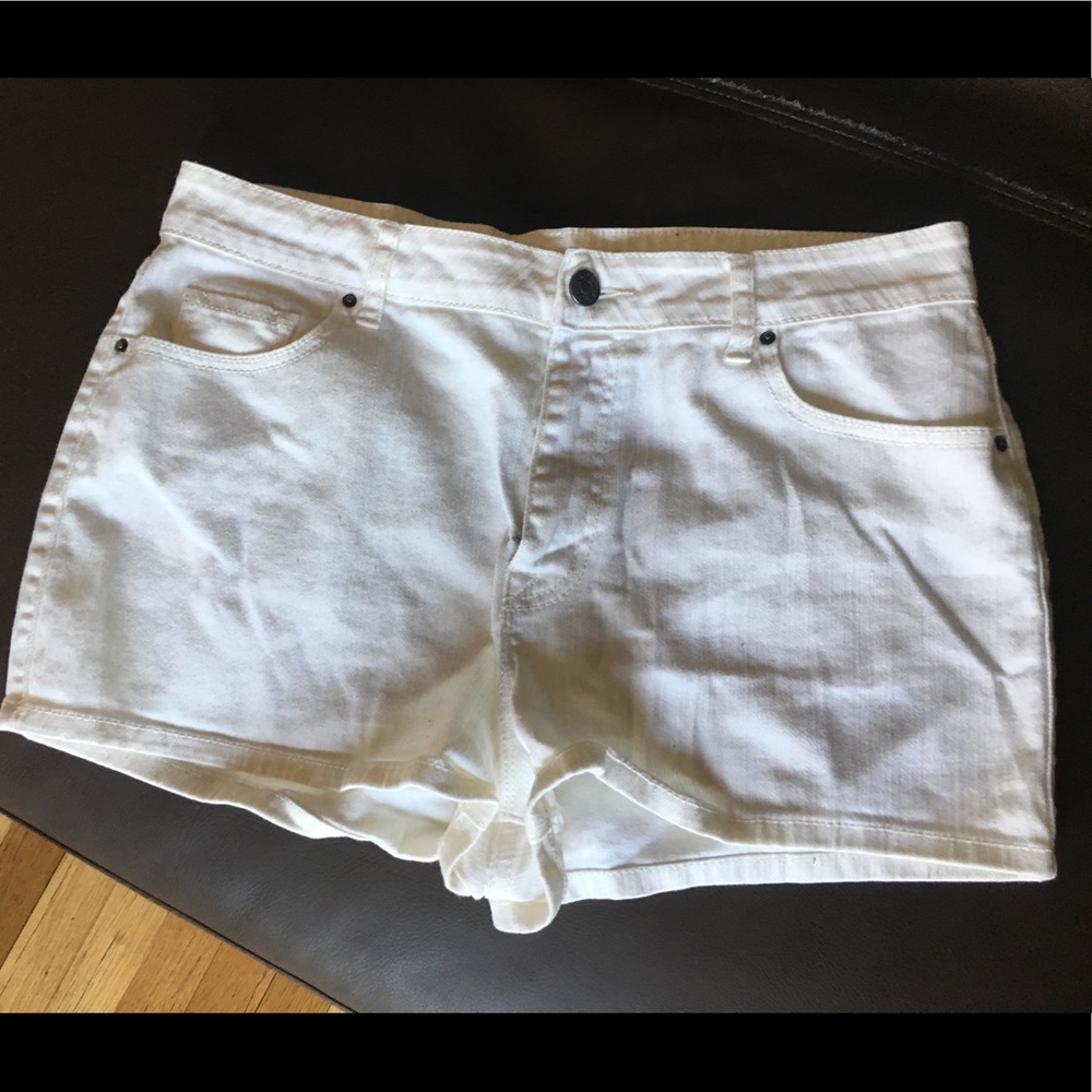 BDG High Waisted White Denim Shorts