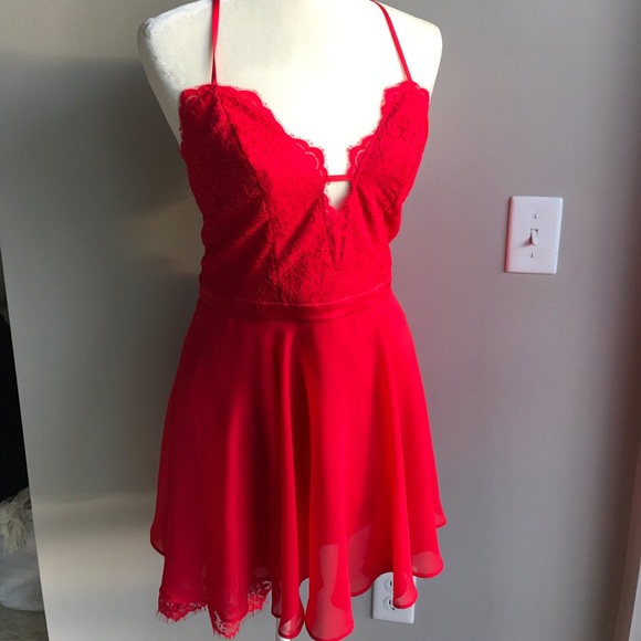 bebe Dresses & Skirts - Lace Red Bebe dress!