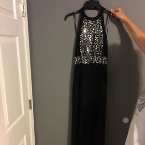 Black and silver prom dress