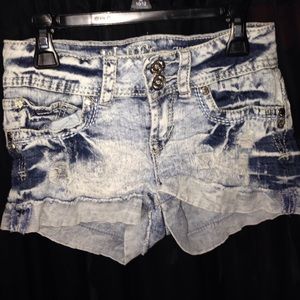 Basic, distressed, high wasted jean shorts.