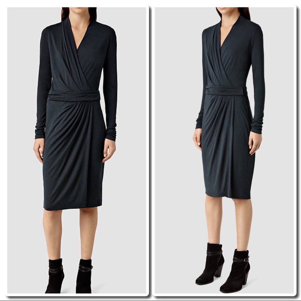 All Saints Nova Dress Petrol - Picture 2 of 4