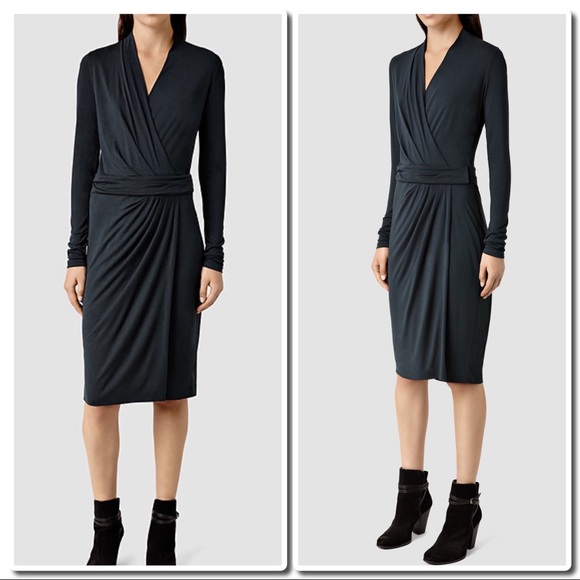 All Saints Nova Dress Petrol - Picture 2 of 4