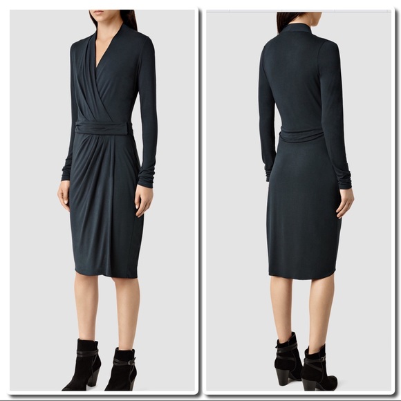 All Saints Nova Dress Petrol - Picture 3 of 4