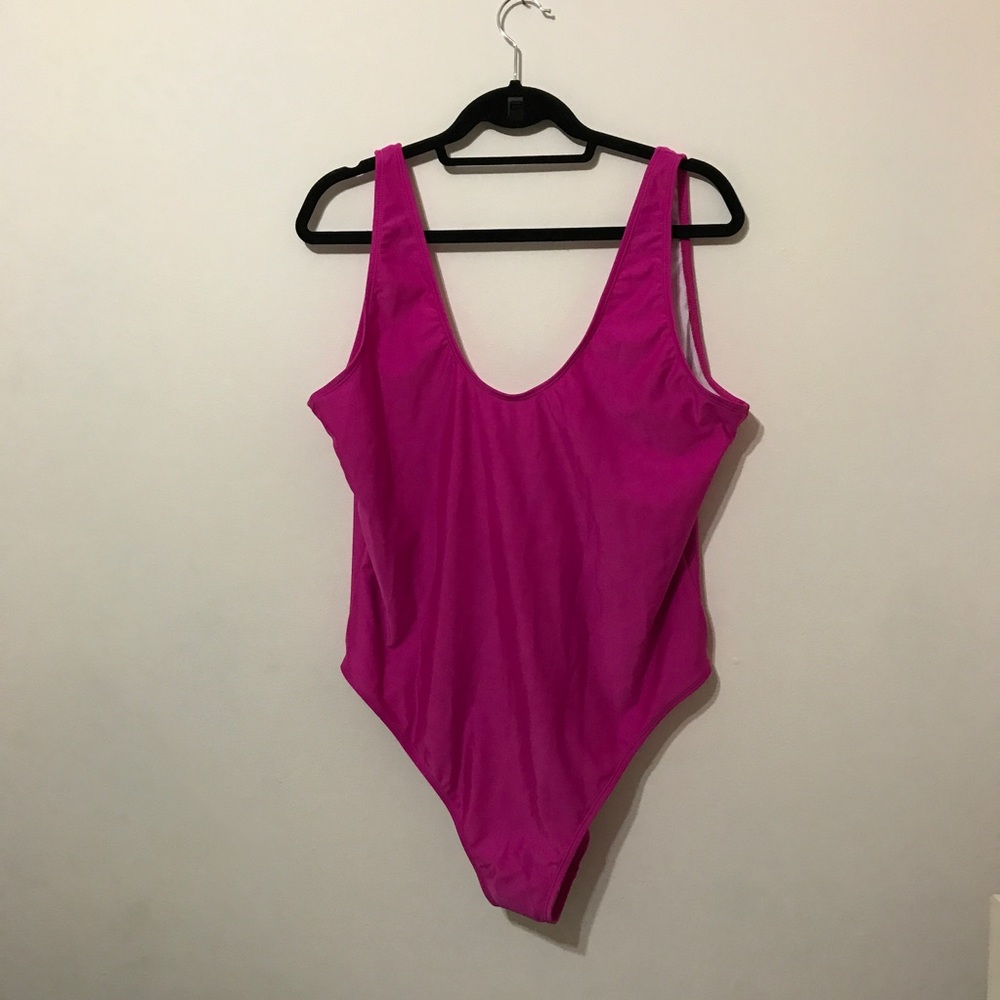 Boohoo plus size one piece swim NWT pink 16